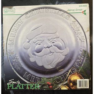 Anchor Hocking 12" Glass Merry Christmas Santa